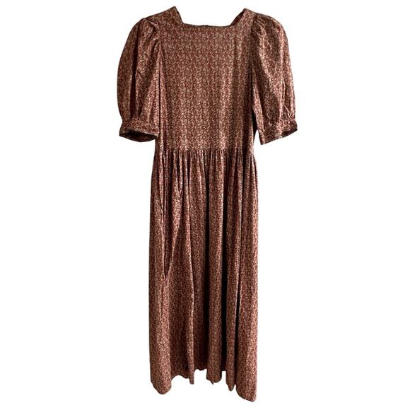 VTG Laura Ashley Floral Puff Sleeve  Maxi Dress Pockets Prairie Cottagecore, 8 - Picture 1 of 10